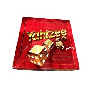 Hasbro Yahtzee Deluxe Gold Edition Glassic Dice Board Game with Premium Cup